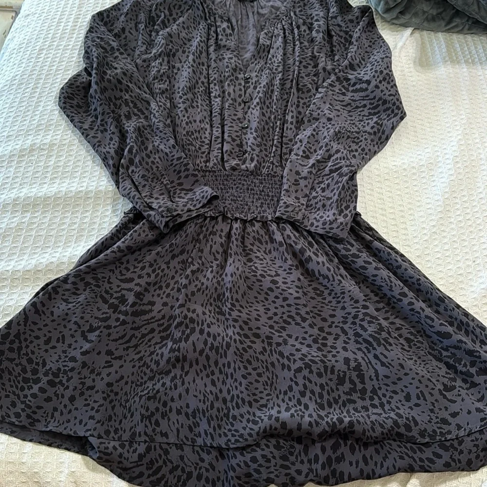 Rails Jasmine‎ Boho Long Sleeve Smock Waist Mini Dress  in Spotted Slate - Picture 14 of 14
